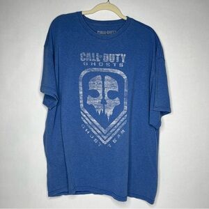 RARE Call Of‎ Duty Ghosts T-Shirt Blue XXL 2XL Gaming Ghost Team Tee Mask HTF